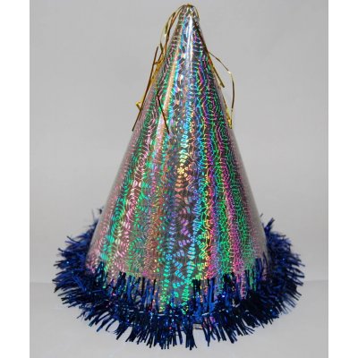 Ptákoviny CB Stříbrná párty čepička modré třásně – Sleviste.cz