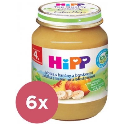 HiPP BIO Jablko s banány a broskvemi 6 x 125 g – Zboží Mobilmania