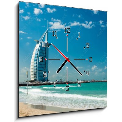 Obraz s hodinami 1D - 50 x 50 cm - Burj Al Arab Hotel in Dubai, United Arab Emirates Hotel Burj Al Arab v Dubaji, Spojené arabské emiráty – Hledejceny.cz