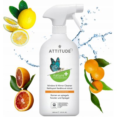 Attitude čistič na sklo a zrcadla s vůní citronové kůry s rozprašovačem 800 ml – HobbyKompas.cz