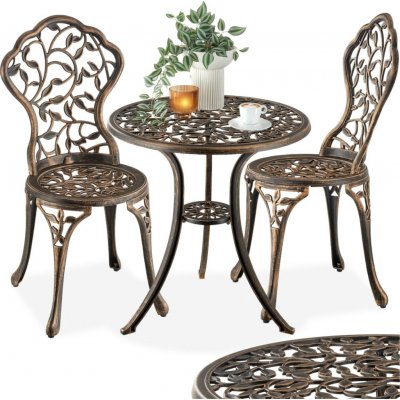 tectake 406104 bistro stůl lyon pro 2 osoby, hliník odolný proti povětrnostním vlivům - černá/šedá – Hledejceny.cz