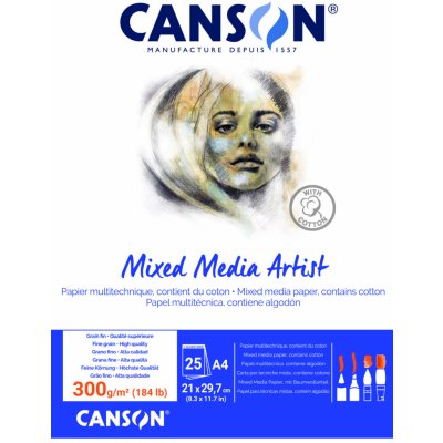 Canson Mixed Media Artist Skicák v lepené vazbě A4 300g 25 listů – Zboží Mobilmania