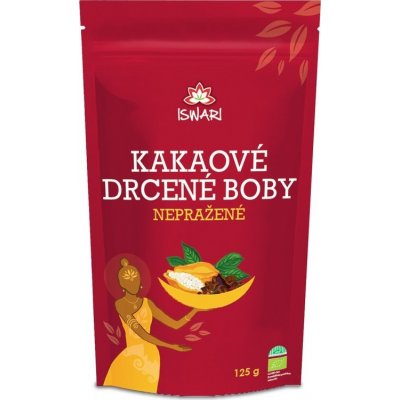 Iswari Bio Nepražené kakaové boby drcené 125 g – Hledejceny.cz