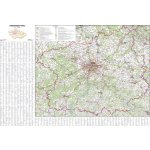 Středočeský kraj - nástěnná mapa 113 x 83 cm, lamino + stříbrný hliníkový rám – Zboží Mobilmania