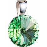 Swarovski Elements Stříbrný náhrdelník zelený kulatý 34112.3 Chrysolite – Hledejceny.cz