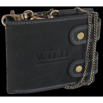 Always Wild Pánská kožená peněženka s řetízkem Sellye černá univerzální – Zboží Mobilmania