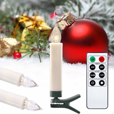 DecoKing LED bezdrátové svíčky na vánoční stromeček 10ks
