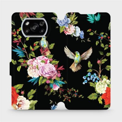 Pouzdro Mobiwear parádní flip Xiaomi POCO X3 NFC - VD09S Ptáčci a květy – Zboží Mobilmania
