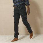 Manšestrové kalhoty s pružným pasem modrošedé – Zboží Dáma