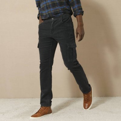 Manšestrové kalhoty s pružným pasem modrošedé – Zboží Dáma