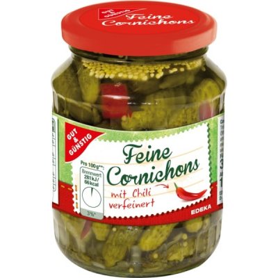 G&G Cornichons nakládané mini okurky s chilli 370 ml