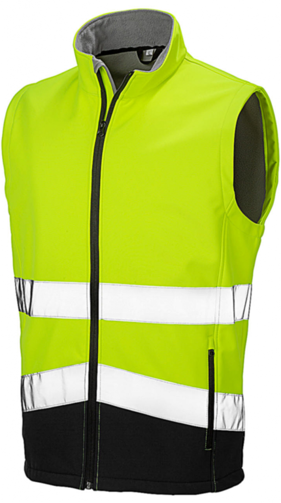 Result Safe-Guard Potisknutelná reflexní Safety Softshell vesta fluorescenční žluto/černá