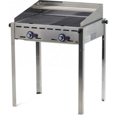 Hendi Plynový gril Green Fire 2 hořáky, Smaltovaná litinová plotýnka a mřížka o velikosti GN 1/1, 11,6kW, 740x615x(H)825mm – Sleviste.cz
