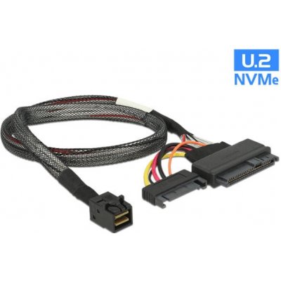 Delock kabel SFF-8643 samec > U.2 SFF-8639 samec + SATA napájecí konektor 50 cm – Hledejceny.cz