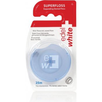 Edel+White Superfloss Expanding Dental Floss voskovaná zubní nit s příchutí máty 25 m 1 ks