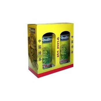 Qualitea Dárkové balení zelených sypaných čajů v plechu Sencha&Jasmine 2 x 100 g