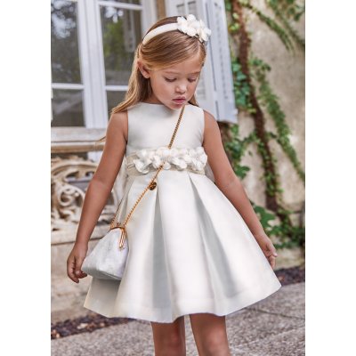 Abel & Lula šaty s tylovým páskem a květinami smetanové – Hledejceny.cz