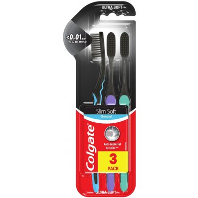 Colgate Zubní kartáček Charcoal Slim Soft 3 ks – Zboží Mobilmania