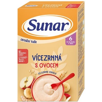 Sunar cereální kaše Vícezrná s ovocem 6 x 210 g – Zboží Dáma