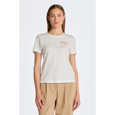 GANT SLIM COT ELA SS SCOOP NECK TOP bílá