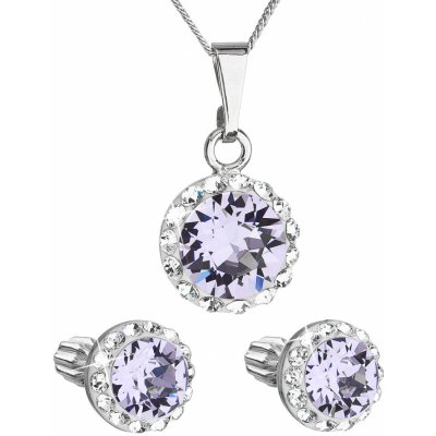 Swarovski sada s krystaly náušnice řetízek a přívěsek fialové kulaté 39352.3 violet – Zboží Mobilmania