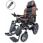 Zoela 6005RB Elektrický invalidní vozík skládací s polohováním nohou a zad Černý rám Hnědé polstrování – Zboží Mobilmania