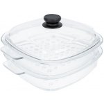 Pyrex Skleněné napařovací nástavce 26 x 26 x 6,5 cm, 2 ks s poklicí – Zboží Dáma