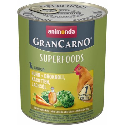 animonda GranCarno Superfoods Junior kuřecí maso s brokolicí mrkví a lososovým olejem 24 x 0,8 kg – Hledejceny.cz