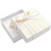 Dárková krabička JKBOX Bílá papírová krabička s mašlí se zlatým okrajem IK007
