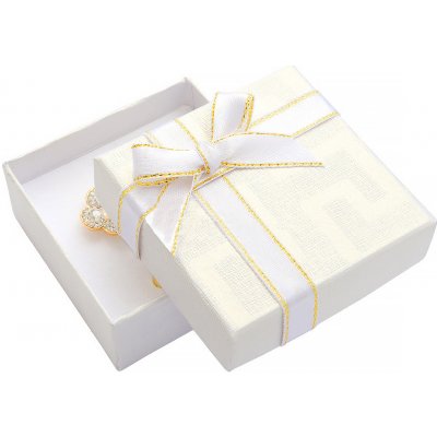 JKBOX Bílá papírová krabička s mašlí se zlatým okrajem IK007