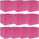 Nabytek XL Úložné boxy 10 ks růžové 32 x 32 x 32 cm textil