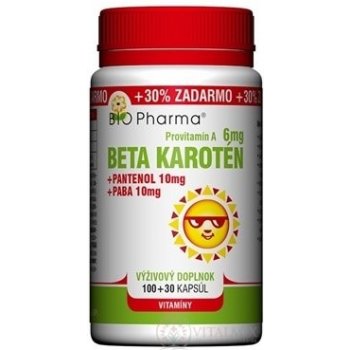 Bio Pharma Beta Karoten 6 mg 130 kapslí + Pantenol 10 mg + PABA 10 mg