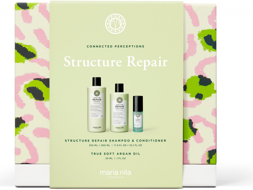 Maria Nila Gift Box Structure Repair, 1x šampon Structure Repair 350 ml, 1x kondicionér Structure Repair 350 ml, 1x Argan Oil 30 ml