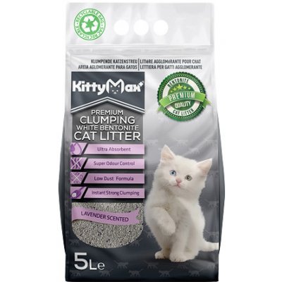Kittymax hrudkující bezprašný bílý bentonit Lavender 10 l – Zboží Dáma