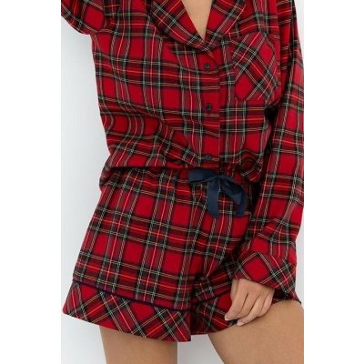 Sensis dámské pyžamo Cynthia bavlněný flanel Červená – Zboží Dáma