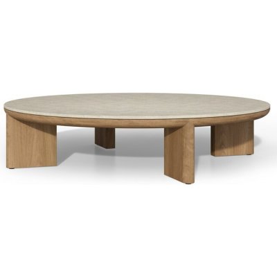 Tribu Nízký stolek Amanu, kulatý 90x28 cm, rám teak, deska keramika dekor sabbia – Hledejceny.cz