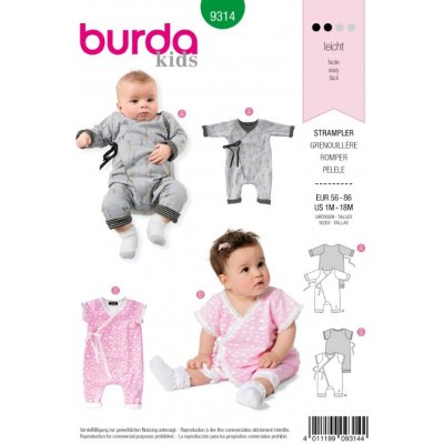 Střih Burda číslo 9314 dětské zavinovací bodýčko – Zboží Mobilmania