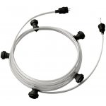 creative cables Hotový světelný řetěz LUMET 7,5 m je sestavený z 5 černých objímek, háčku a zástrčky, IP44 Barva kabelu: Stříbrná - CM02 – Hledejceny.cz