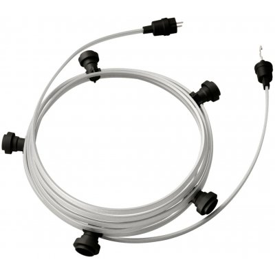 creative cables Hotový světelný řetěz LUMET 7,5 m je sestavený z 5 černých objímek, háčku a zástrčky, IP44 Barva kabelu: Stříbrná - CM02 – Hledejceny.cz