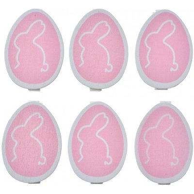 Velikonoční dekorační kolíčky na přání / dárky ve tvaru vajíčka se siluetou zajíčka – 3x1x5 cm – Hledejceny.cz