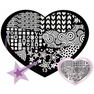 Starnails Razítkovací destička S13 geometrické vzory hvězdičky – Zboží Dáma