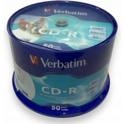 Verbatim CD-R 700MB 52x, AZO, printable, spindle, 50ks (43438) – Zboží Živě