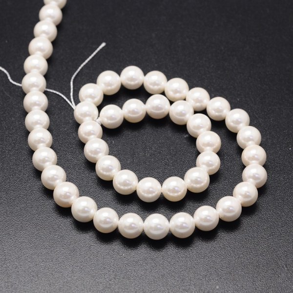 Korálkování Přírodní shell perla - bílá - ∅ 6 mm - 1 ks