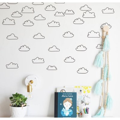 Funlife Samolepky na zeď pro děti černobílé mraky 11 x 5 cm – Zboží Mobilmania