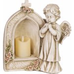 MagicHome Vianoce Dekorace MagicHome, Anděl modlící se při svíčce, LED, polyresin, na hrob, 19,5x11,5x26 cm – Hledejceny.cz