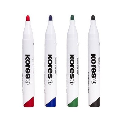 Kores Permanentní popisovač K-MARKER na flipcharty, kulatý hrot, mix 4 barev (černá, červená, modrá, zelená) – Sleviste.cz