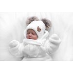Baby Nellys Dětská sada zimní čepice s šálou rukavičky 3D Teddy Bear bílá – Zboží Dáma