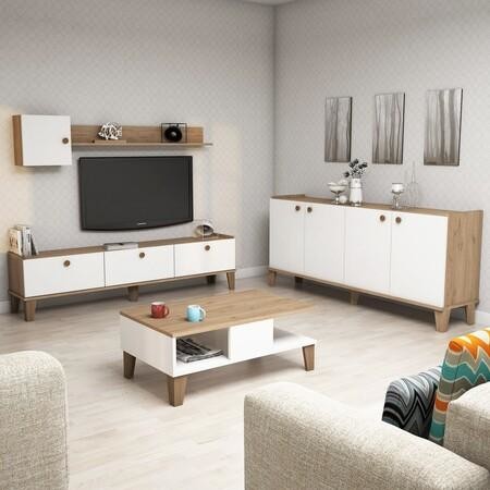 Hanah Home Living Room Furniture Set Sumer 3 Oak White