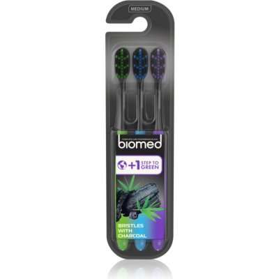 Biomed Black Charcoal Zubní kartáčky Medium 3 ks – Zboží Dáma