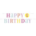 Girlanda 1. narozeniny Happy Birthday růžová 182 cm – Zbozi.Blesk.cz